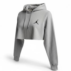 Nike Air Jordan Cropped Hoodie Light Grey